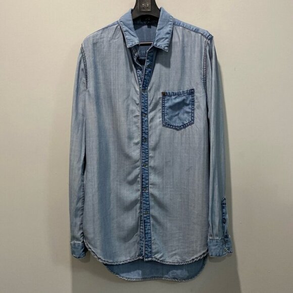 For All Mankind denim long-sleeve shirt size Medium - Picture 2 of 13